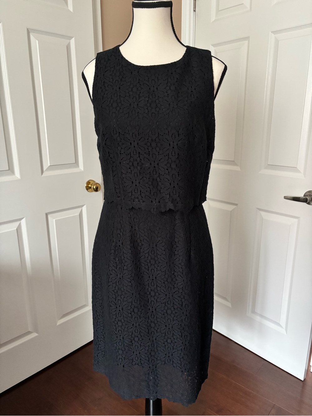HUGO Black Lace Sleeveless Shift Illusion Dress